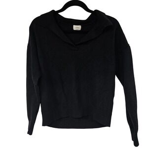 Wilfred Aritzia Clara Polo Sweater Wool Collared Sweater Black Size‎ L